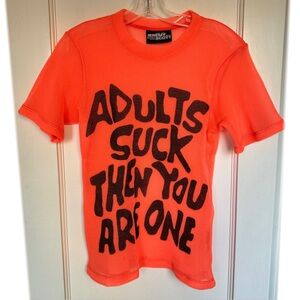 Jeremy Scott Orange Mesh Adults Suck Then You Are One Tee